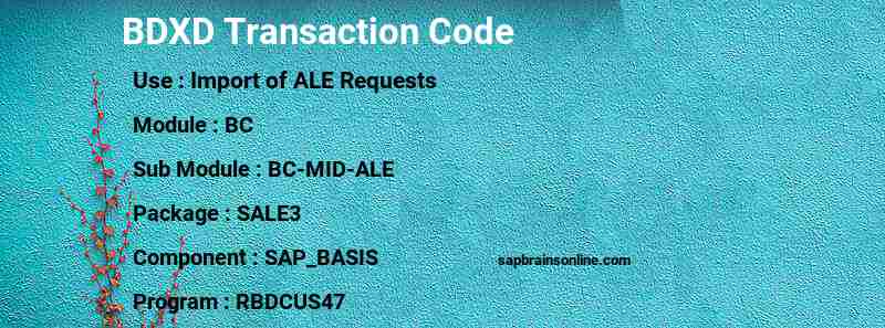 SAP BDXD transaction code