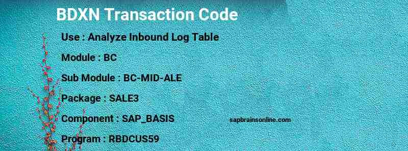 SAP BDXN transaction code