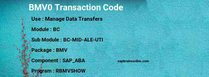SAP BMV0 transaction code