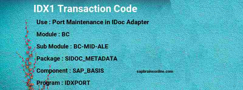 SAP IDX1 transaction code