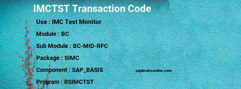 SAP IMCTST transaction code