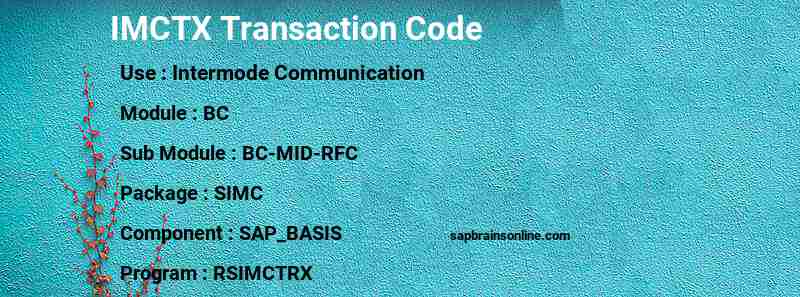 SAP IMCTX transaction code