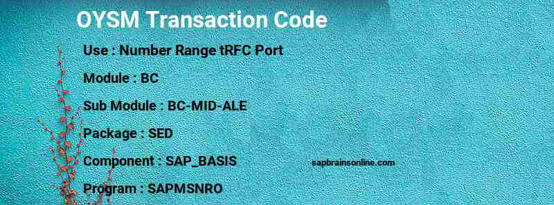 SAP OYSM transaction code