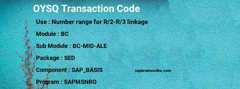SAP OYSQ transaction code