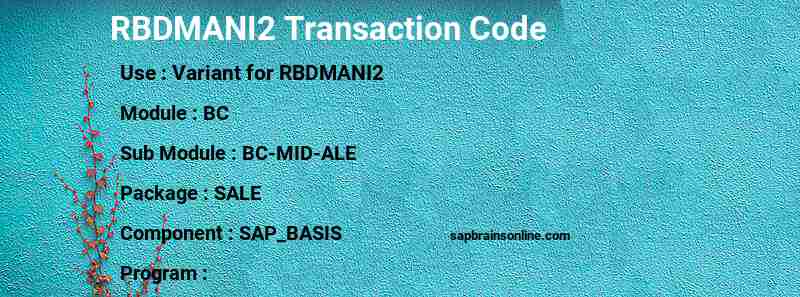 SAP RBDMANI2 transaction code