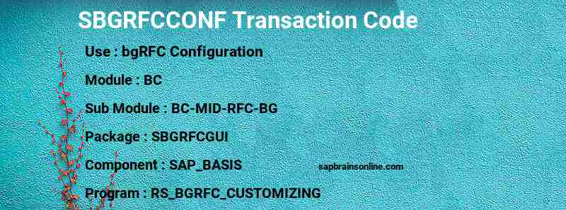 SAP SBGRFCCONF transaction code