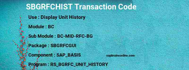 SAP SBGRFCHIST transaction code