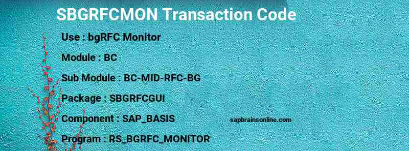 SAP SBGRFCMON transaction code