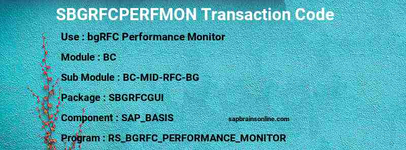SAP SBGRFCPERFMON transaction code