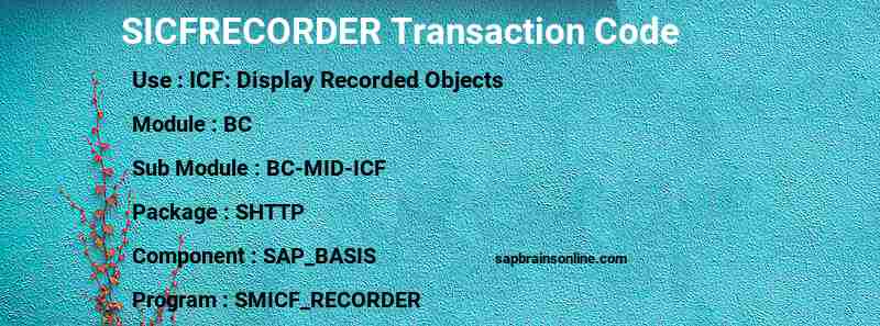 SAP SICFRECORDER transaction code