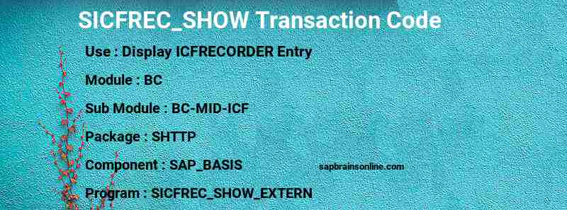 SAP SICFREC_SHOW transaction code