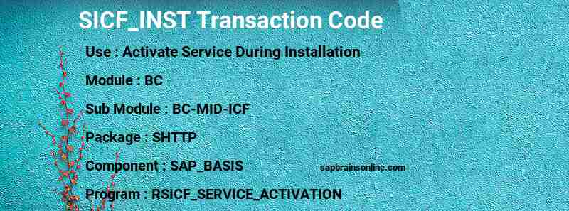 SAP SICF_INST transaction code