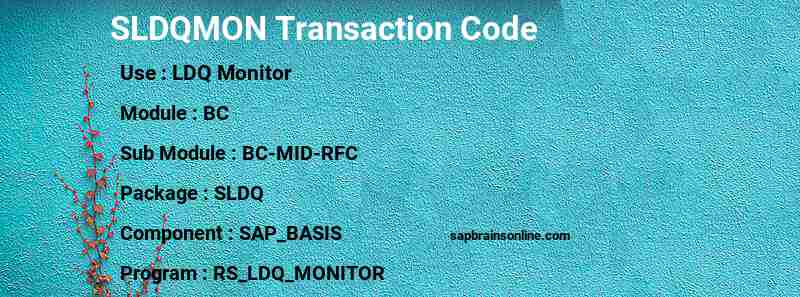 SAP SLDQMON transaction code