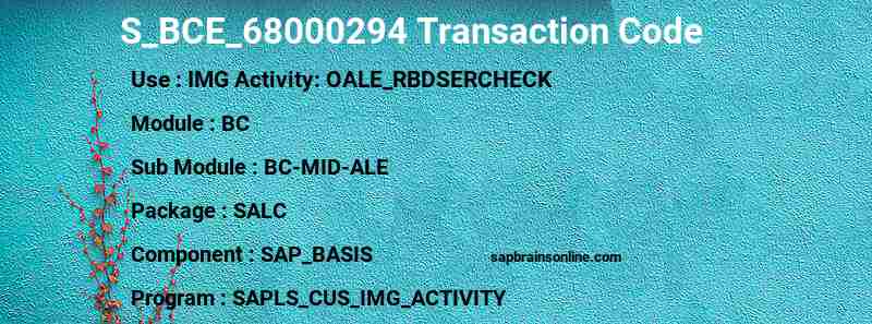 SAP S_BCE_68000294 transaction code