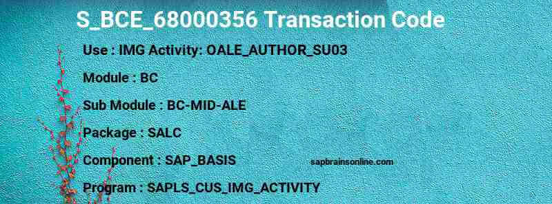 SAP S_BCE_68000356 transaction code