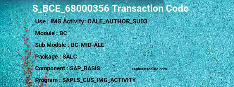 SAP S_BCE_68000356 transaction code