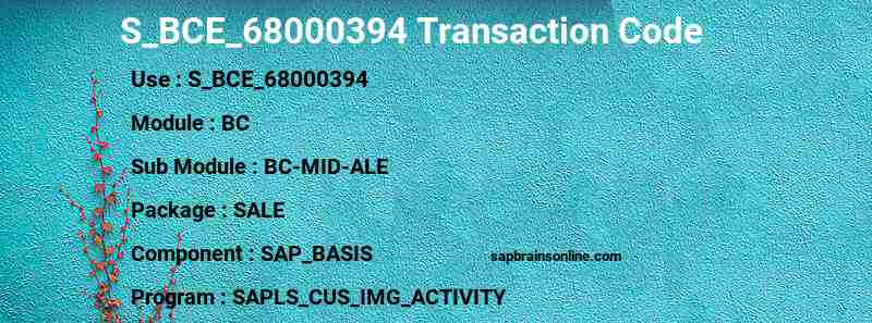 SAP S_BCE_68000394 transaction code