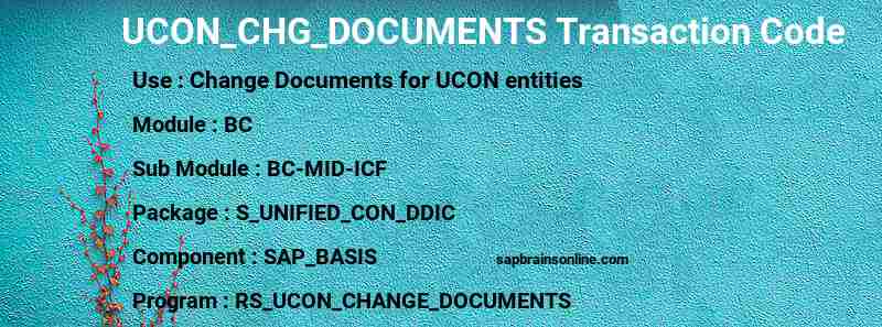 SAP UCON_CHG_DOCUMENTS transaction code