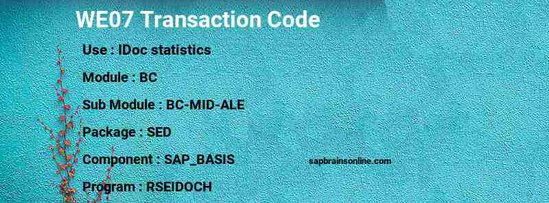 SAP WE07 transaction code
