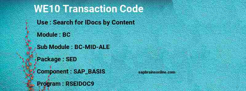 SAP WE10 transaction code