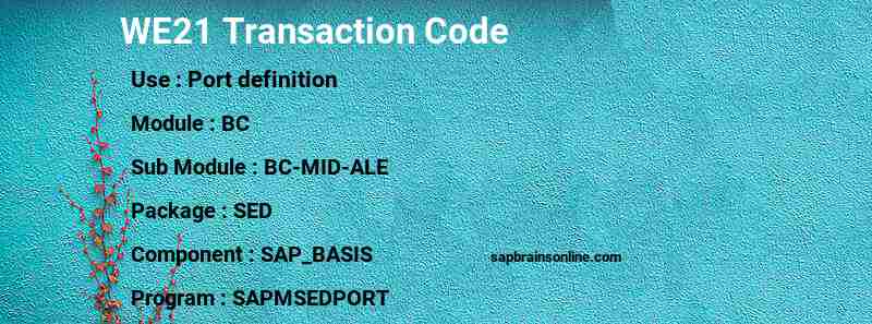 SAP WE21 transaction code