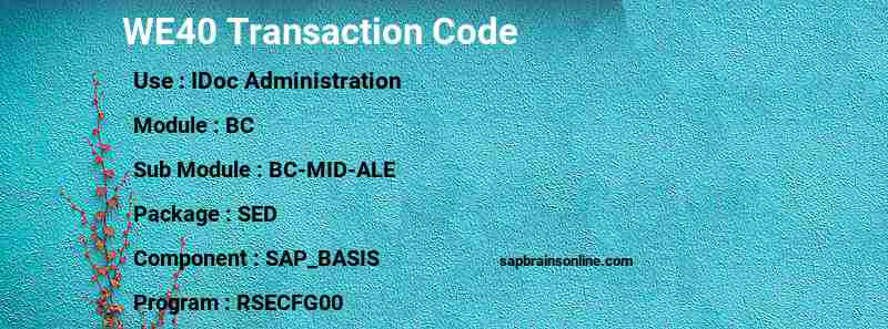 SAP WE40 transaction code