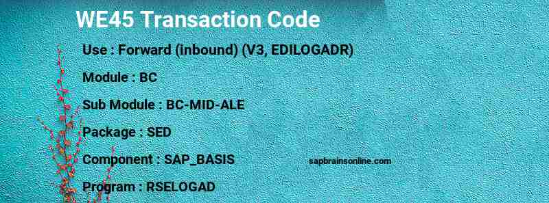 SAP WE45 transaction code