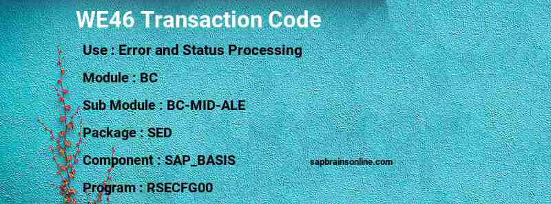 SAP WE46 transaction code