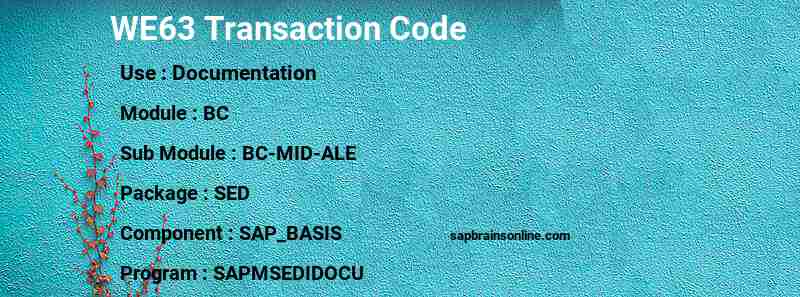 SAP WE63 transaction code
