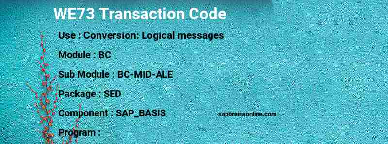 SAP WE73 transaction code