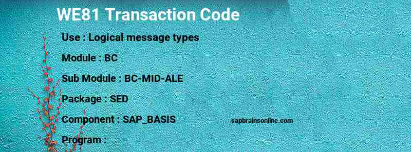 SAP WE81 transaction code