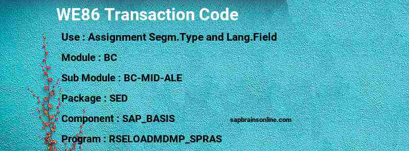 SAP WE86 transaction code