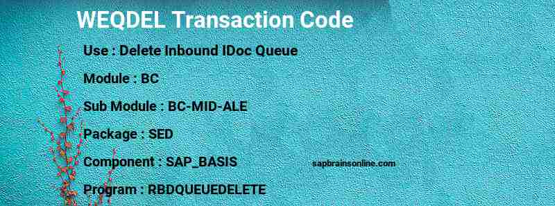 SAP WEQDEL transaction code