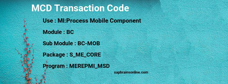 SAP MCD transaction code