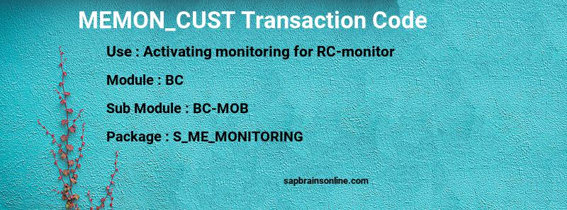 SAP MEMON_CUST transaction code