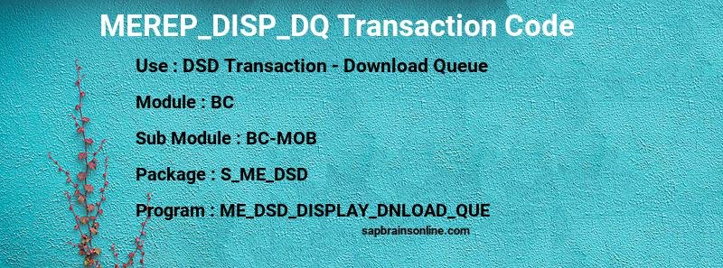 SAP MEREP_DISP_DQ transaction code