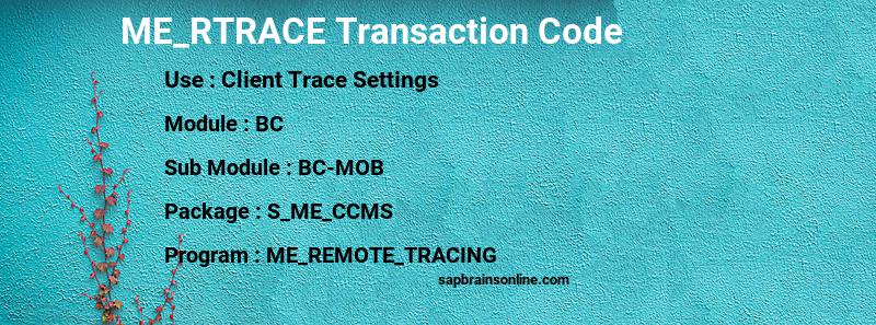 SAP ME_RTRACE transaction code