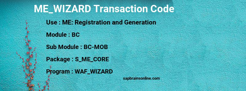 SAP ME_WIZARD transaction code