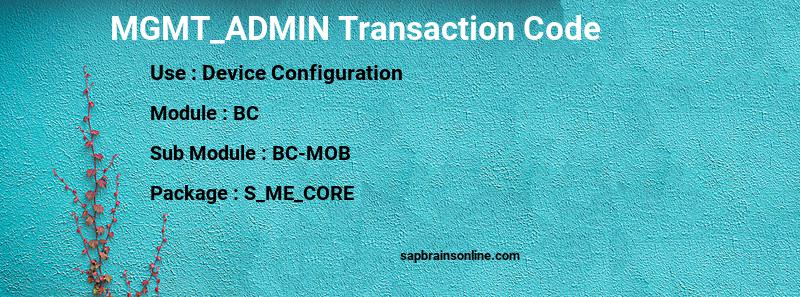 SAP MGMT_ADMIN transaction code