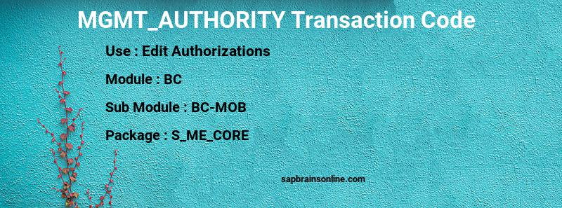 SAP MGMT_AUTHORITY transaction code
