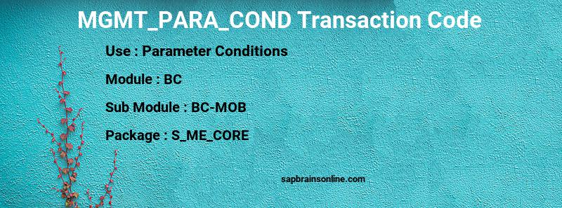 SAP MGMT_PARA_COND transaction code