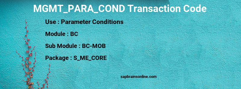 SAP MGMT_PARA_COND transaction code