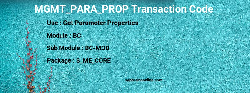 SAP MGMT_PARA_PROP transaction code