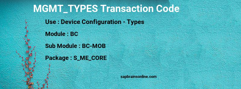 SAP MGMT_TYPES transaction code