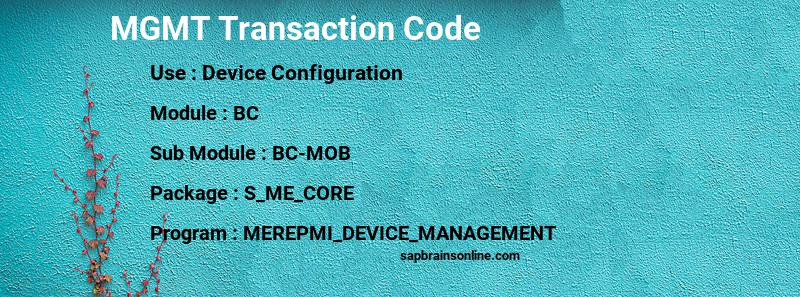 SAP MGMT transaction code