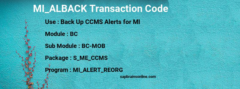 SAP MI_ALBACK transaction code