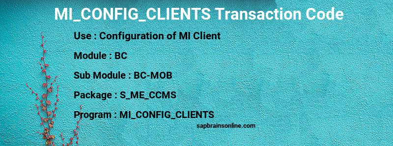 SAP MI_CONFIG_CLIENTS transaction code