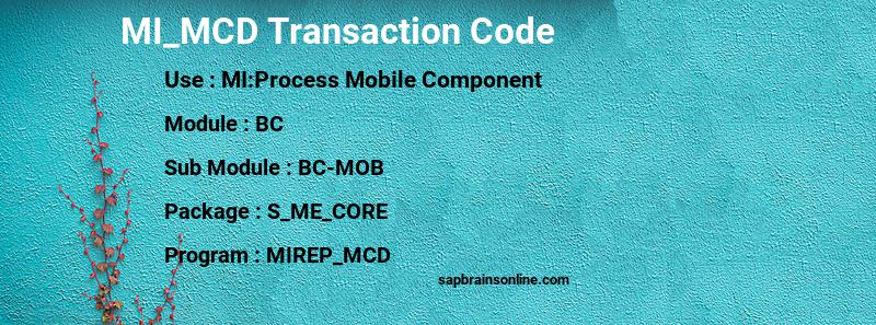 SAP MI_MCD transaction code