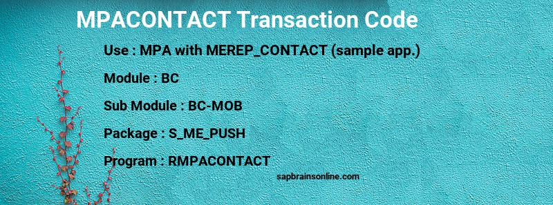 SAP MPACONTACT transaction code