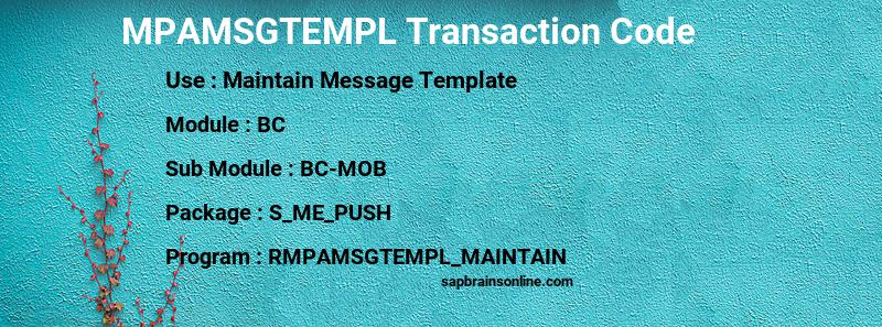 SAP MPAMSGTEMPL transaction code